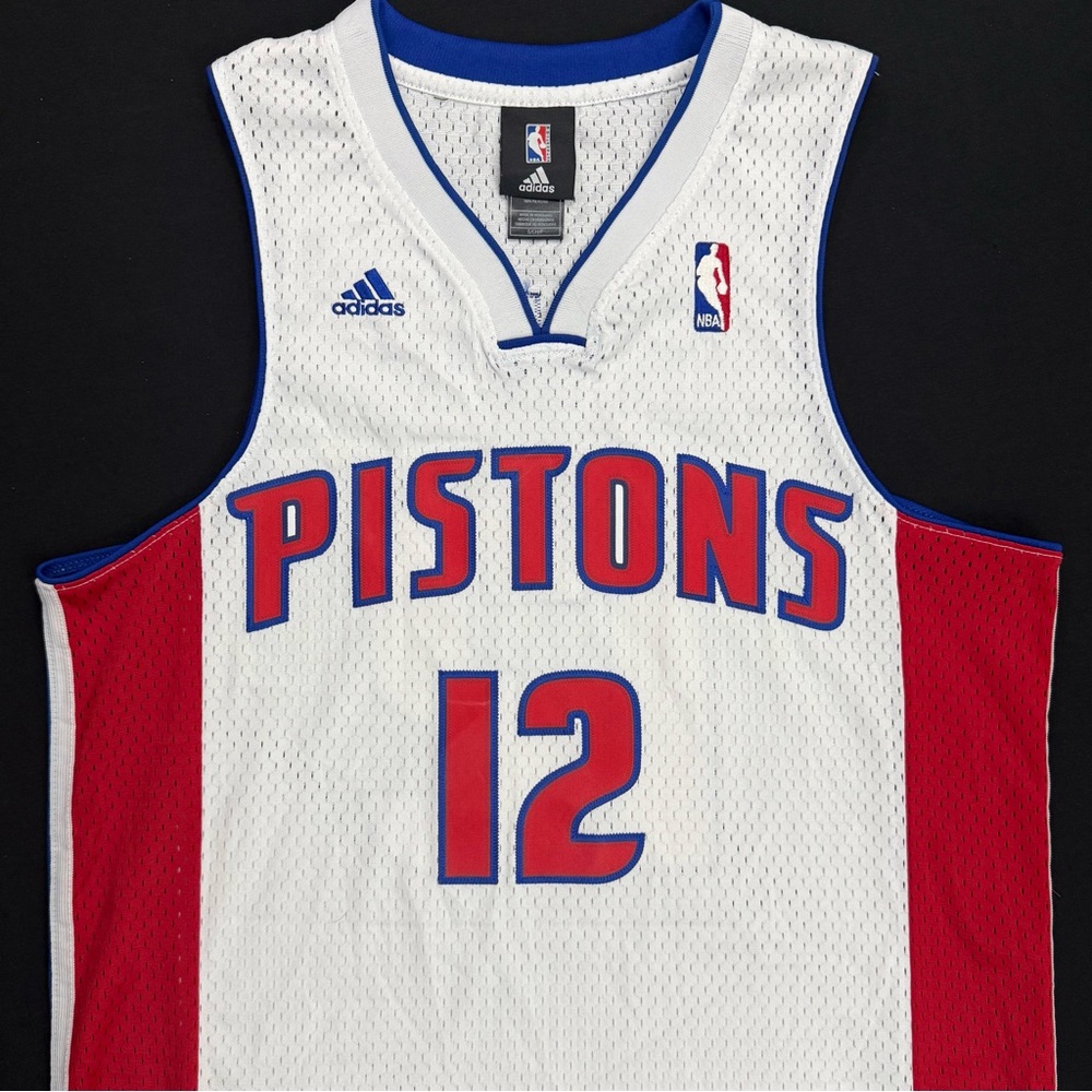 Rare Adidas Will Bynum Detroit Pistons #12 White Stitched Swingman Jersey Mens S
